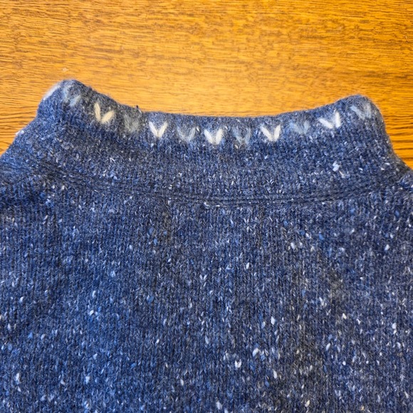 Woolrich Women's M Blue Heather 1/4 Zip Sweater Embroidered Cottage Core Cozy - Picture 13 of 15